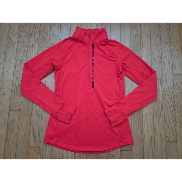 Women’s Under Armour Fitted Cold Gear Long Sleeve Red Half Zip Front Top XS - Picture 1 of 9